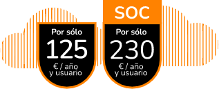 Precios Ciberseguridad: por solo 125 euros al año y usuario; SOC por solo 230 euros al año y usuario